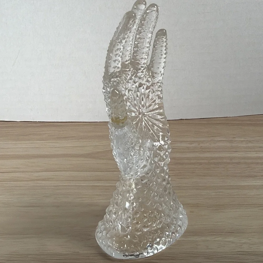 REPAIRED Vintage Chadwick Miller Crystal Hand Ring Jewelry Holder Clear Glass